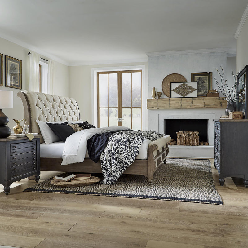  Liberty Furniture Industries Inc. Americana Farmhouse 615-BR62-B Bedside Chest with Charging Station - Black IMAGE 2