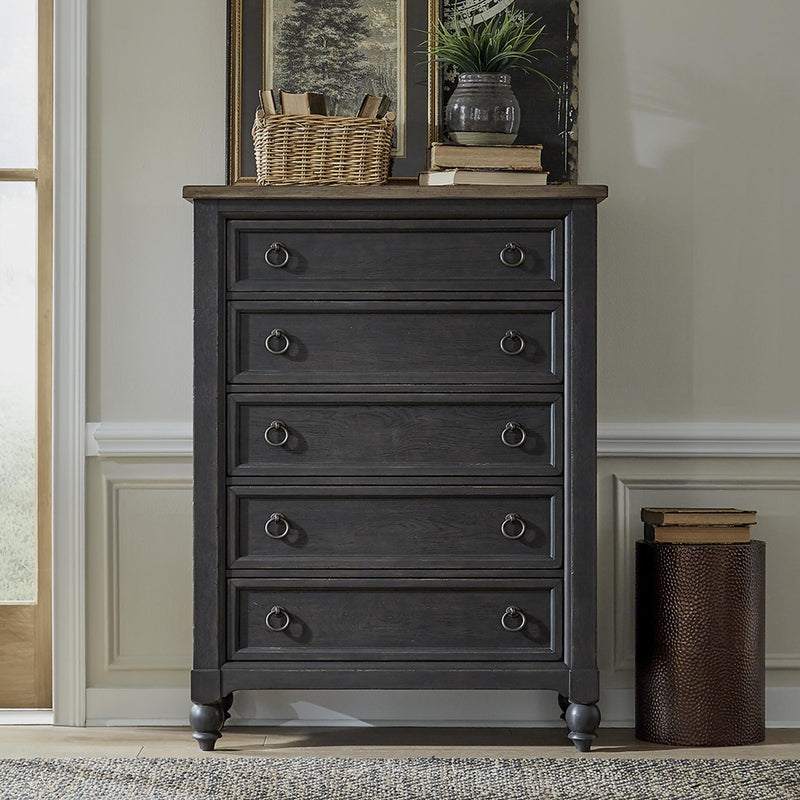  Liberty Furniture Industries Inc. Americana Farmhouse 615-BR41-B 5-Drawer Chest - Black IMAGE 1