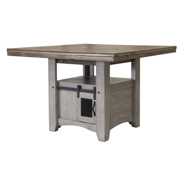 International Furniture Direct Pueblo Gray Counter Height Dining Table with Pedestal Base IFD3401CTBBA/IFD3401CTBTP IMAGE 1