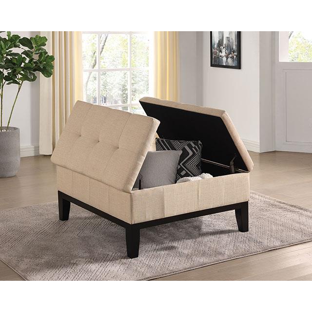 Furniture of America Fazio Fabric Storage Ottoman CM-AC365BG IMAGE 2
