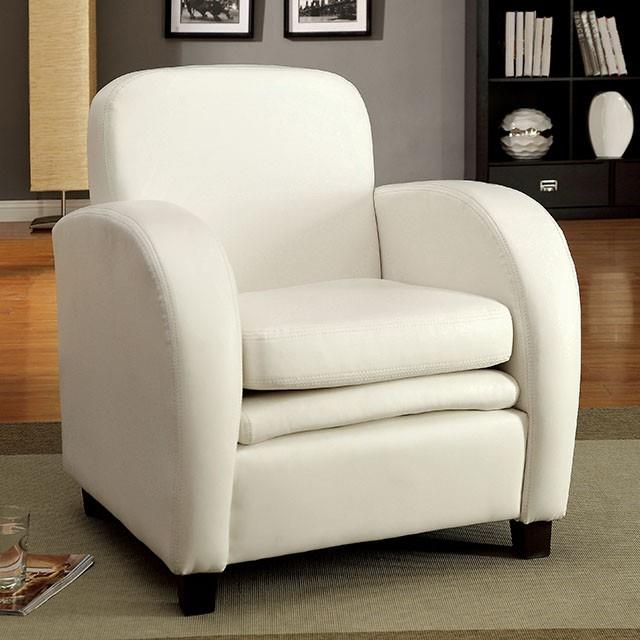 Furniture of America Lugano Stationary Leather Accent Chair CM-AC6590-WH IMAGE 2