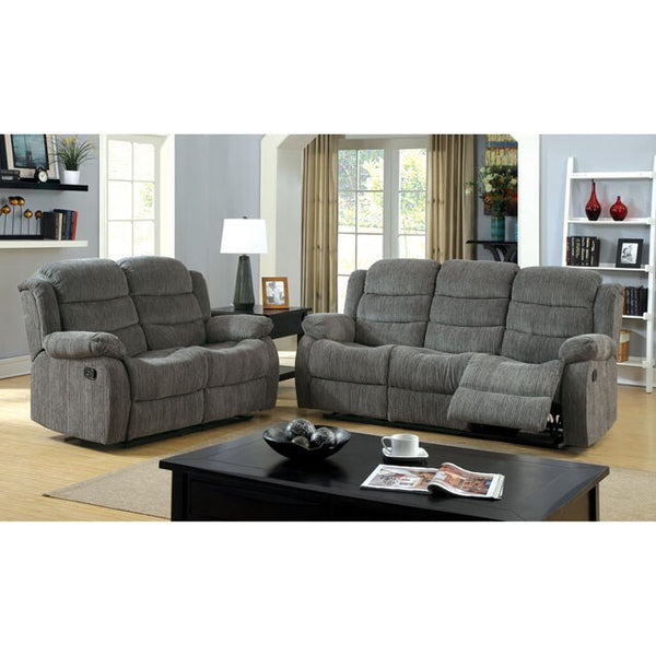 Furniture of America Millville Reclining Fabric Sofa CM6173GY-SF IMAGE 1