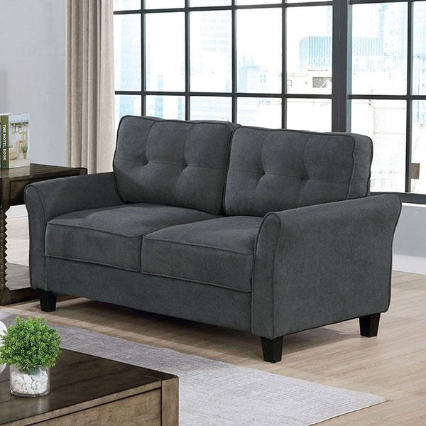 Furniture of America Alissa Stationary Fabric Loveseat CM6213GY-LV IMAGE 1