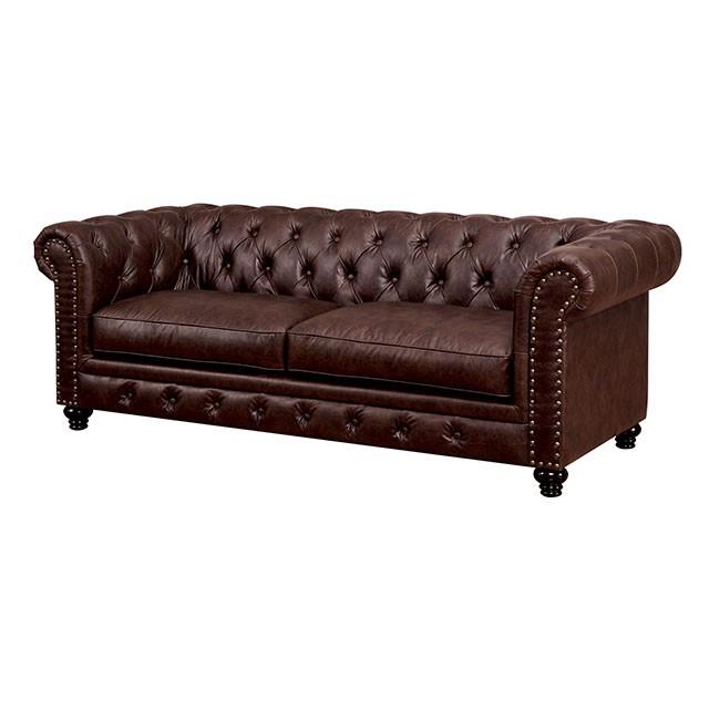 Furniture of America Stanford Stationary Leather Look Sofa CM6269BR-SF-VN IMAGE 3