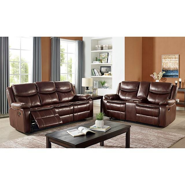 Furniture of America Jeanna Reclining Leather Look Loveseat CM6343-LV IMAGE 2