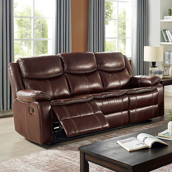 Furniture of America Jeanna Reclining Leather Look Sofa CM6343-SF IMAGE 1