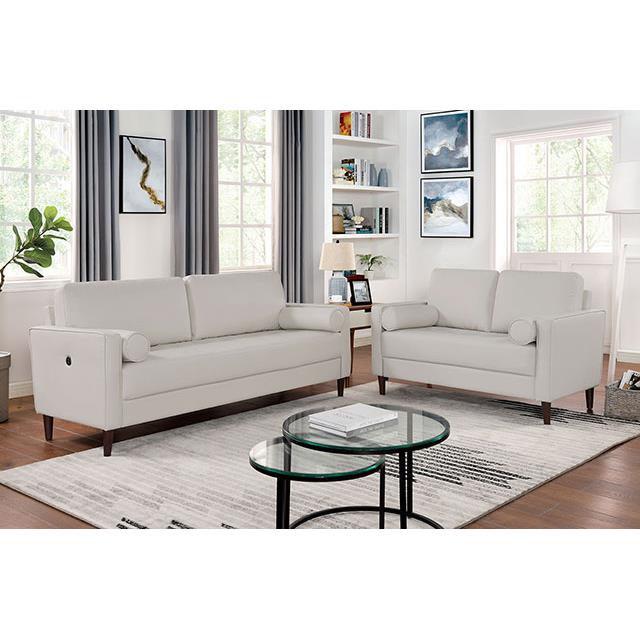 Furniture of America Horgen Stationary Leather Look Sofa CM6452WH-SF IMAGE 2