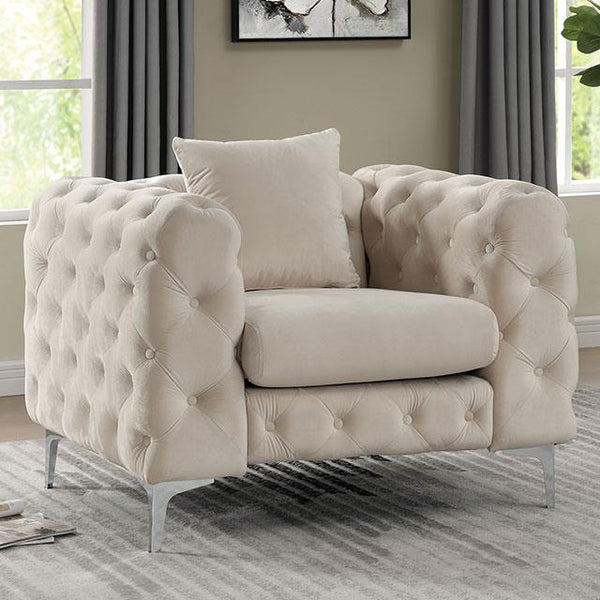 Furniture of America Sapphira Stationary Fabric Chair CM6498BG-CH-PK IMAGE 1