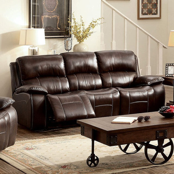 Furniture of America Ruth Reclining Leather Match Sofa CM6783BR-SF IMAGE 1