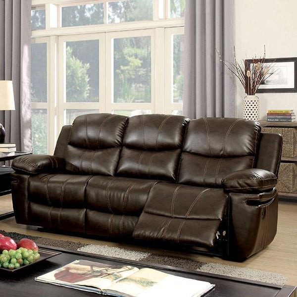 Furniture of America Listowel Reclining Bonded Leather Match Sofa CM6992-SF IMAGE 1