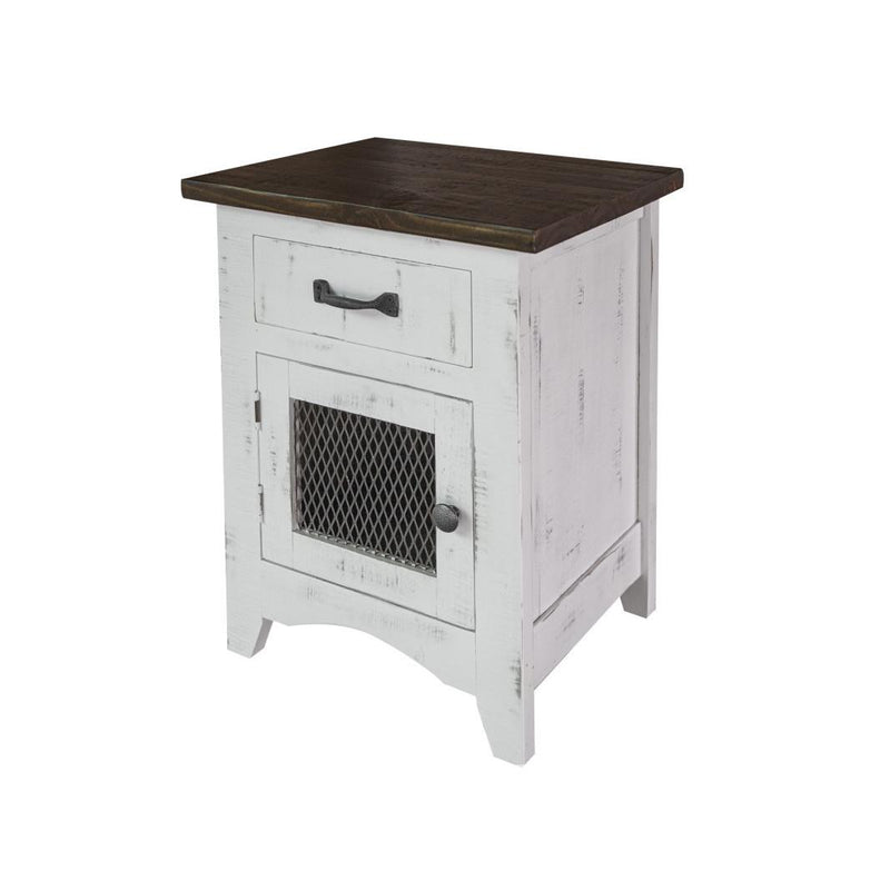 International Furniture Direct Pueblo White 1-Drawer Nightstand IFD3601NTSSM IMAGE 1