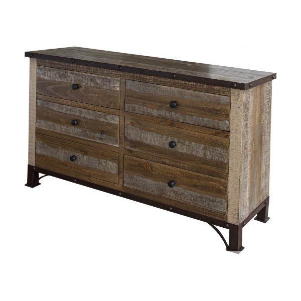 International Furniture Direct Antique Multicolor 6-Drawer Dresser IFD9661DSRSM IMAGE 1