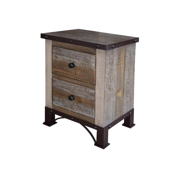 International Furniture Direct Antique Multicolor 2-Drawer Nightstand IFD9661NTSSM IMAGE 1