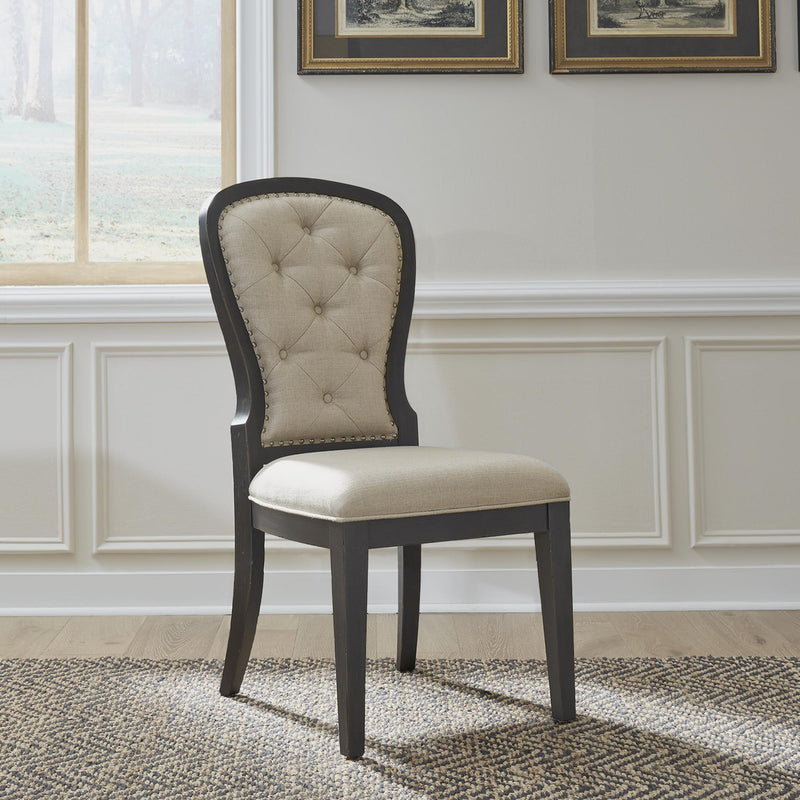  Liberty Furniture Industries Inc. Americana Farmhouse 615-C0501S-B Uph Tufted Back Side Chair - Black IMAGE 1