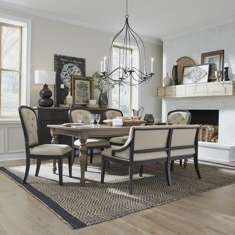  Liberty Furniture Industries Inc. Americana Farmhouse 615-C6501B-B Uph Shelter Dining Bench- Black IMAGE 3