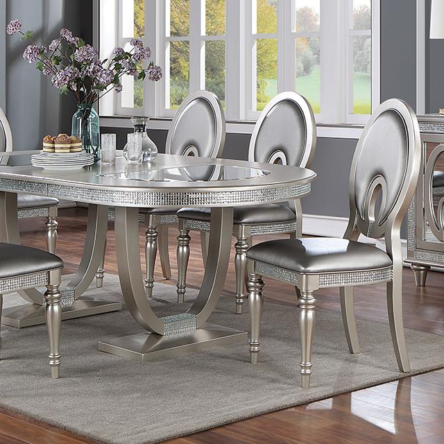 Furniture of America Cathalina Dining Table CM3541SV-T-TABLE IMAGE 1