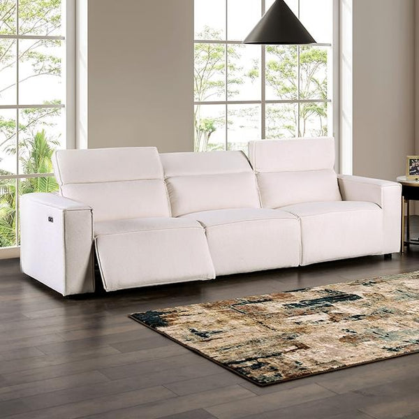 Furniture of America Treharris Power Reclining Fabric Sofa FM62002WH-SF-PM-PK IMAGE 1