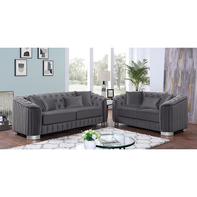 Furniture of America Castellon Stationary Fabric Chair FOA6475DG-CH-PK IMAGE 2