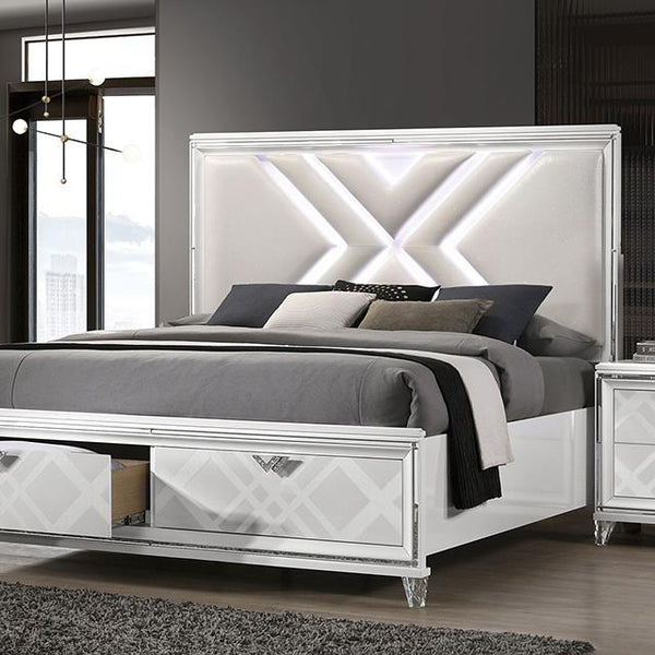 Furniture of America Emmeline King Bed FOA7147WH-EK-BED IMAGE 1